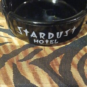 Vintage Rare Glass Stardust Hotel Black Ashtray